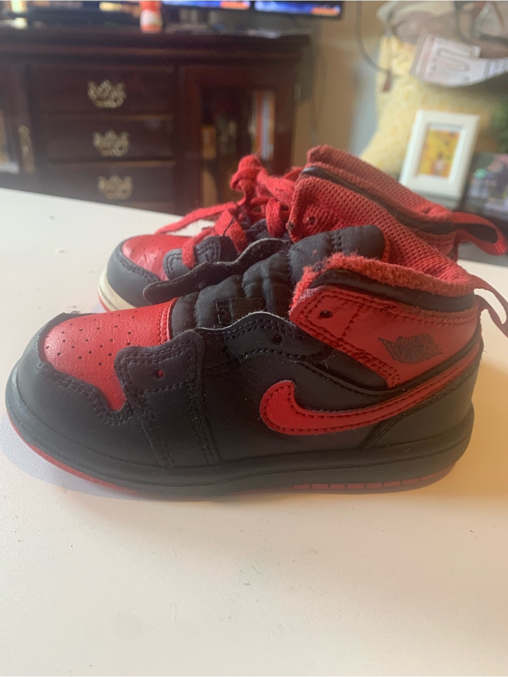 Nike Kids Black and Red High-Top Sneakers